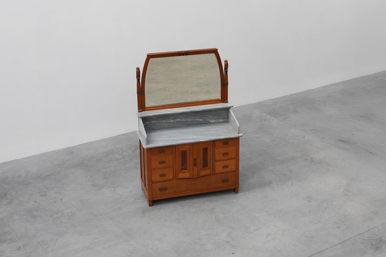 Image 1 of Art Nouveau bedroom set attr. to De Coene with artwork by Geo Verbanck, Belgium ca. 1905