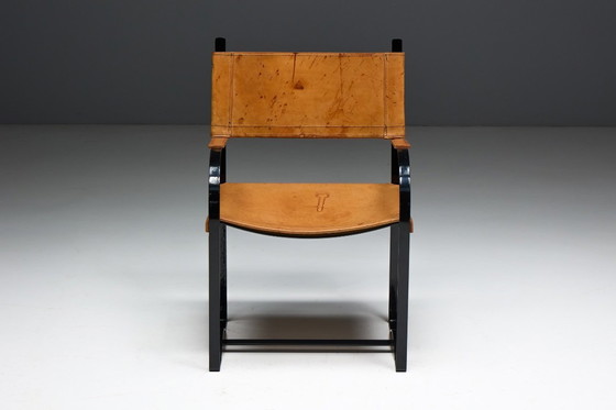 Image 1 of Cognacbruine leren fauteuil, België, jaren 60