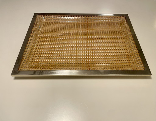 Lucite wicker tray italy 70‘s