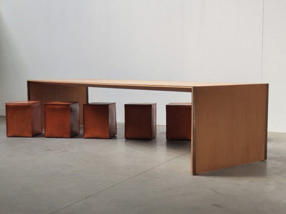 Image 1 of Oak Brass Vintage Design XL table custom made