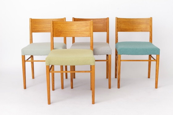 Image 1 of Set van 6 vintage beukenhouten eetkamerstoelen, Duitsland jaren 70, gerestaureerde houten eetkamerstoelen, eetkamerset in mid-ce