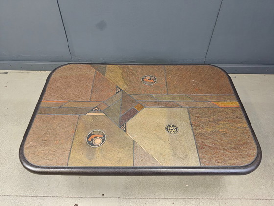 Image 1 of Tavolino brutalista in pietra d'ardesia, anni '80