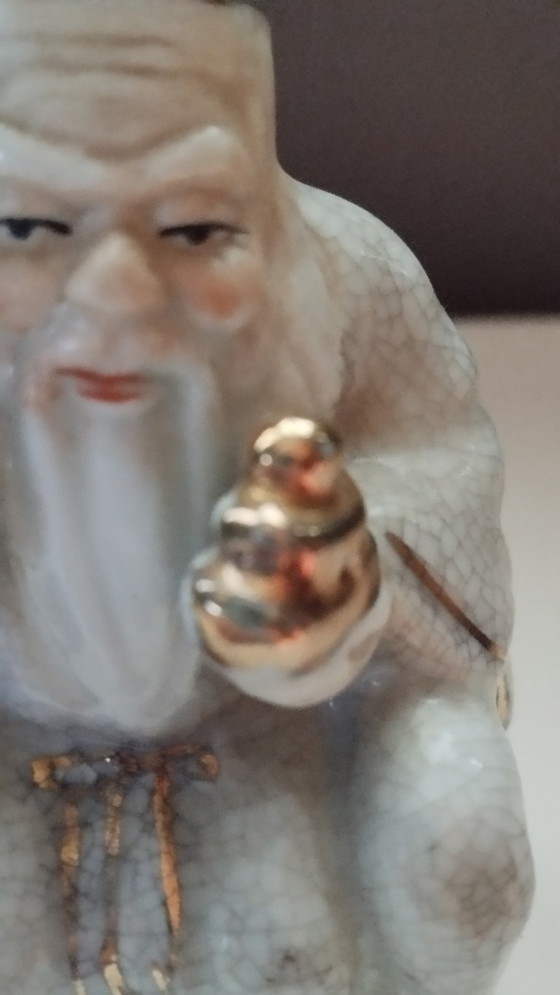 Image 1 of Mid-Century Chinoiserie Crackle-Glaze Shouxing – God of Longevity (11cm)