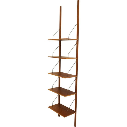Mensola da parete "system" vintage in teak e metallo, Danimarca 1960