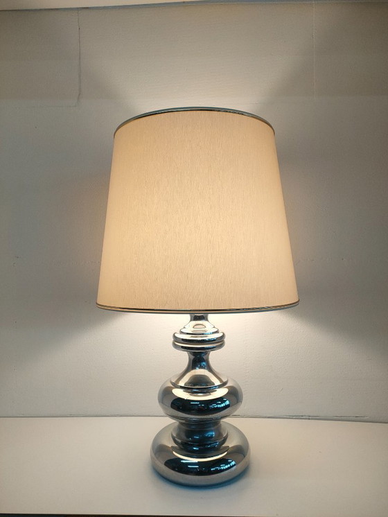 Image 1 of Vintage 1960s/70s metal chrome-plated design table lamp (with shade selection)