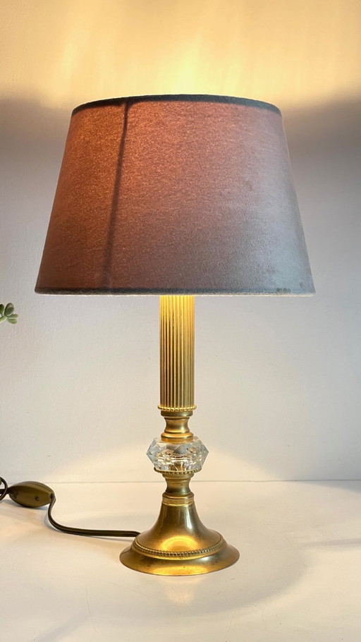 Lampada vintage in cristallo e metallo dorato