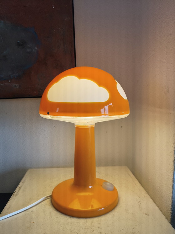 Image 1 of Rare lampe de table Ikea en plastique orange design vintage Skojig nuages