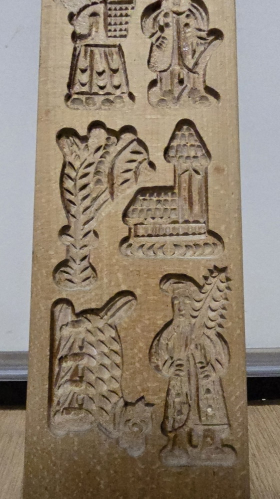 Vintage dubbelzijdige houten Speculaas koekjesvorm 33x11x2cm – Decoratieve objecten, Wood (photo 7 of 10)