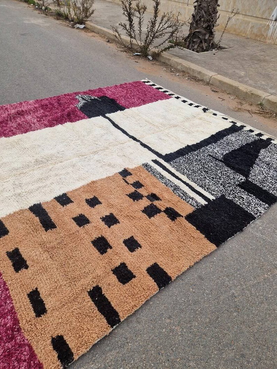Tappeto marocchino fatto a mano - marrone, nero e rosa - 3X2m – Tappeti, Wool, Cotton, Modern (photo 5 of 10)
