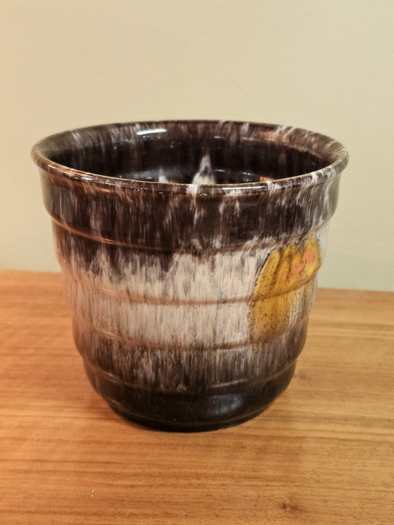 Image 1 of Vaso da fiori tedesco vintage Vaso da fiori Germania Marrone