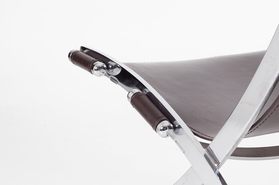 Image 1 of sillón italiano postmoderno de cuero y diseño cromado, años 80