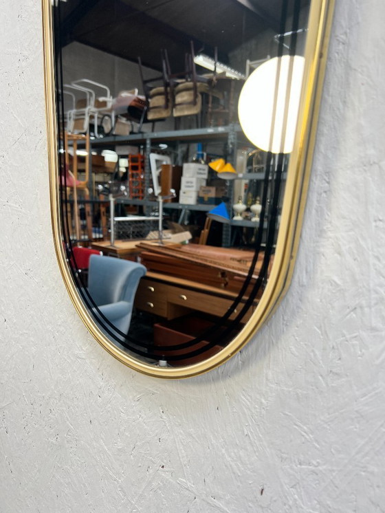 Image 1 of Specchio vintage con bordo dorato, anni '60