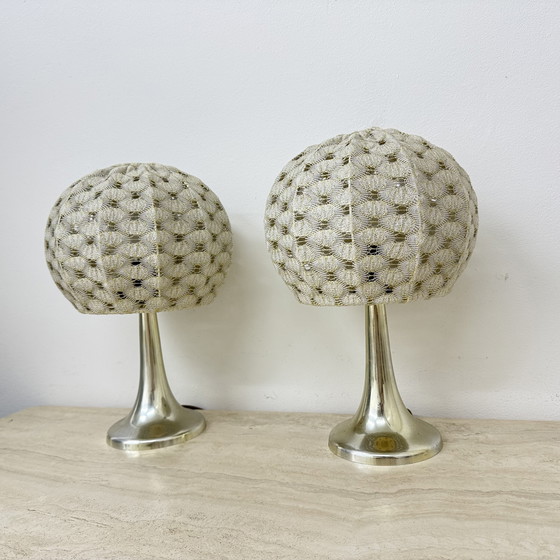 Image 1 of Set of 2 Aro leuchte table lamps with fabric shade , 1970s