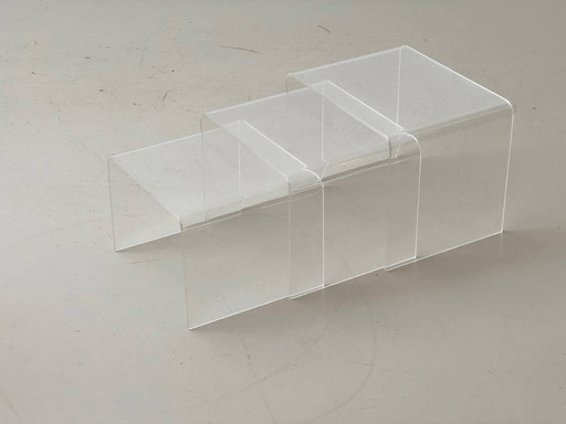 Space Age 3-piece set of plexiglass nesting tables / side tables, 1970s