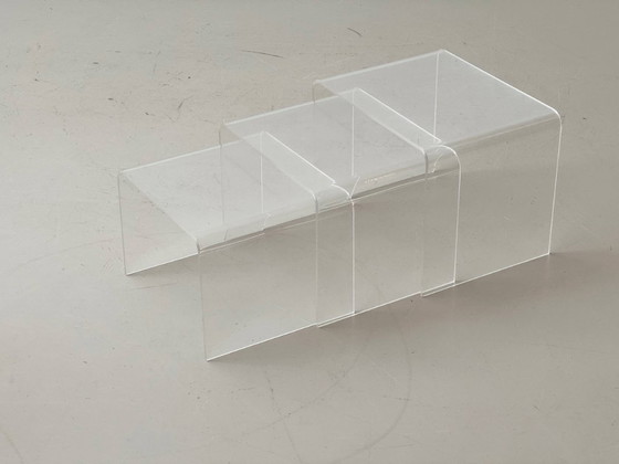 Image 1 of Space Age 3er Set Plexiglas Satztische / Beistelltische, 1970er Jahre 