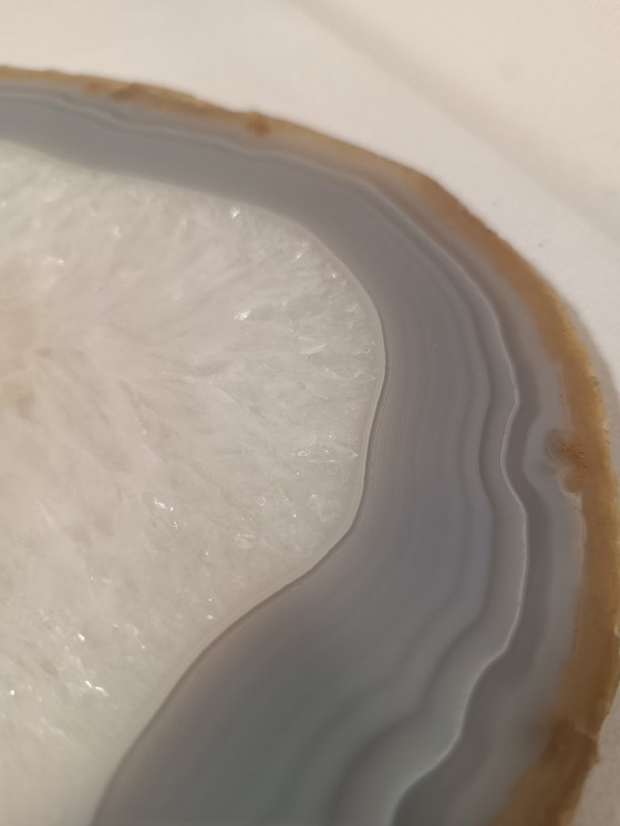 Image 1 of Large agate disc with transparent crystallization