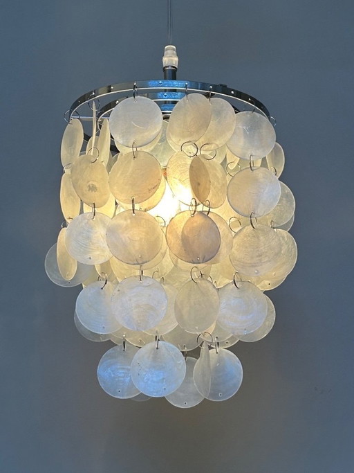 Lampe pendante Capiz Shells Pearl Chrome Frame