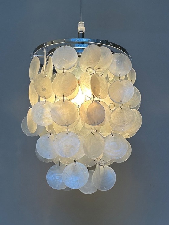 Image 1 of Capiz Shells Pendant Lamp Pearl Chrome Frame