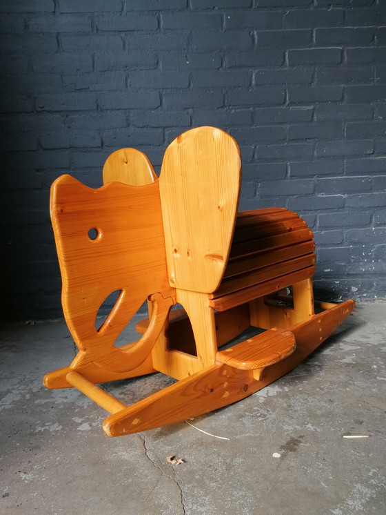 Image 1 of Scandinavische Schommelende Olifant Houten Vintage Kinderspeelgoed