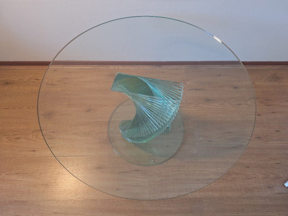 Image 1 of Table basse sculpturale en verre Helix Spiral, dans le style de Danny Lane, années 1980