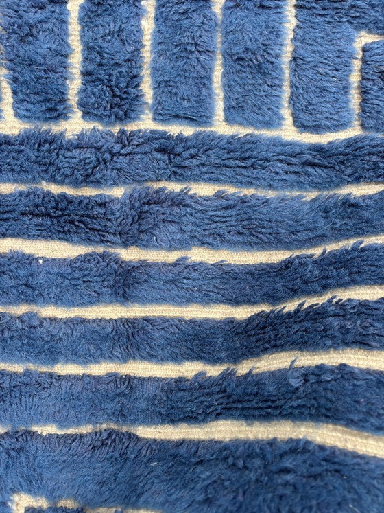 Image 1 of Tapis berbère bleu marocain Mrirt en laine 190x240 cm – Tapis berbère tissé à la main