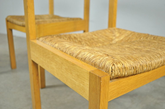 Image 1 of Vintage oak dining chairs with wicker seats, DUTCH DESIGN by Gerard Geytenbeek, 1960s