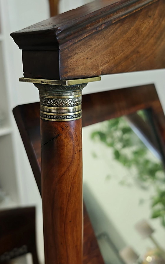Specchio da toeletta / Specchio da tavolo antico Impero in mogano con cassetto (ca. 1820–1830) – 80 cm (photo 7 of 15)