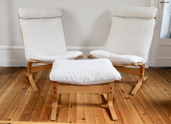 Image 1 of Paire de Fauteuils Lounge Scandinaves Vintage et Ottoman Relling Modèle Siesta 1960