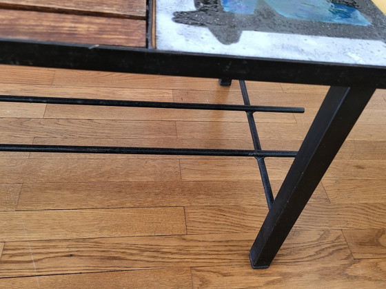 Image 1 of Vallauris Madoura Jouver coffee table in wood and ceramic, Vintage Design