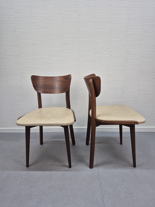 Set (2) vintage Mid-Century stoelen/eetkamerstoelen.