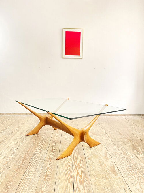 Table de canapé // Table basse en acajou et verre pour CF Christiansen Silkeborg, 1960s