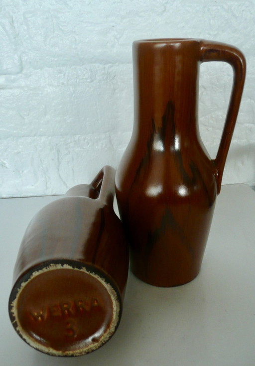 2X Vintage Vasen, Marke Werra, Westdeutschland.