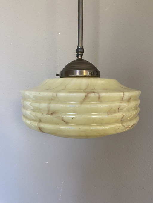 Vintage art deco ceiling lamp marbled glass