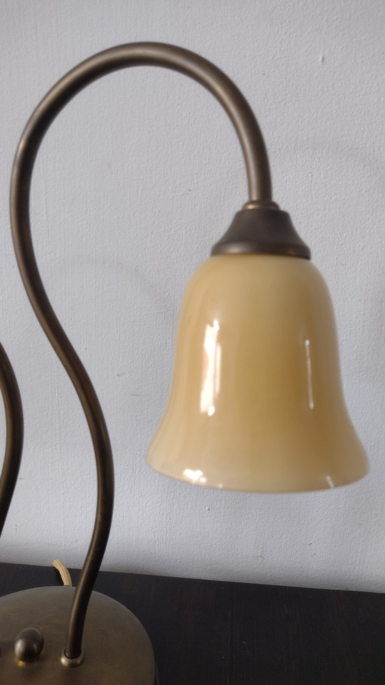 Image 1 of Handcrafted vintage table lamp - Jozé ten Have v.o.f. - with double arm and glass chalices