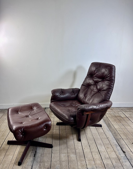Leather armchair and ottoman by GÖTE MÖBLER Sweden 1960