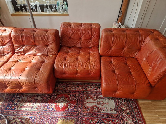 Image 1 of Divano in pelle vintage - rosso/arancio