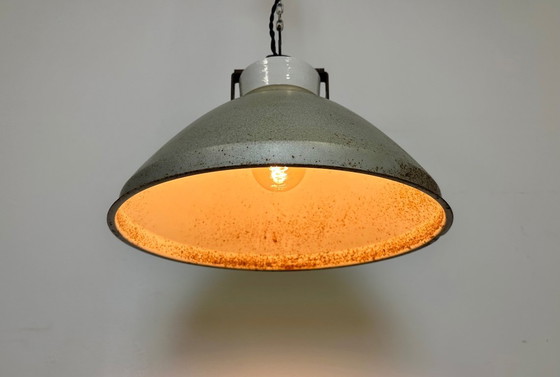 Image 1 of Grey Metal Industrial Factory Hanging Lamp, 1960s