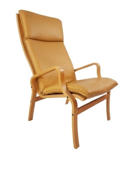 Image 1 of Vintage Fauteuil Ostergard Mosterdgeel Leer