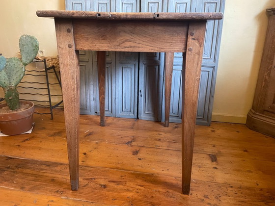 French Antique Walnut Side Table – Brass, Wood (photo 7 of 15)