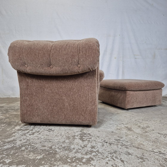 Prezzo del set! Vintage 2x Poltrona 1 Ottomana Divano Modulare 2 Posti – Poltrone, Velvet (photo 15 of 15)