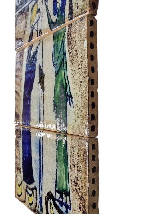 Image 1 of 3 piastrelle artistiche in ceramica 1960