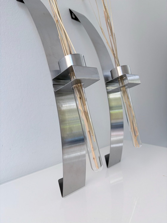 Set di 2 candelieri da parete / vasi da parete in acciaio inossidabile design – Decorazioni murali, rvs (photo 8 of 15)