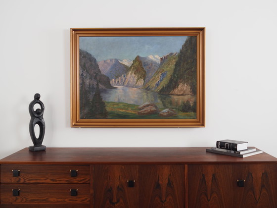 Image 1 of Peinture "La rivière dans les montagnes", design scandinave, années 1970
