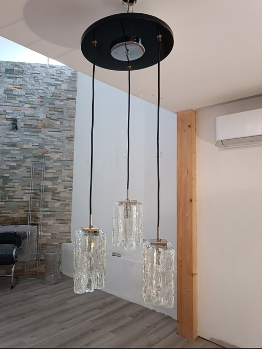 Granada ice glass chandelier by JT Kalmar 1970s