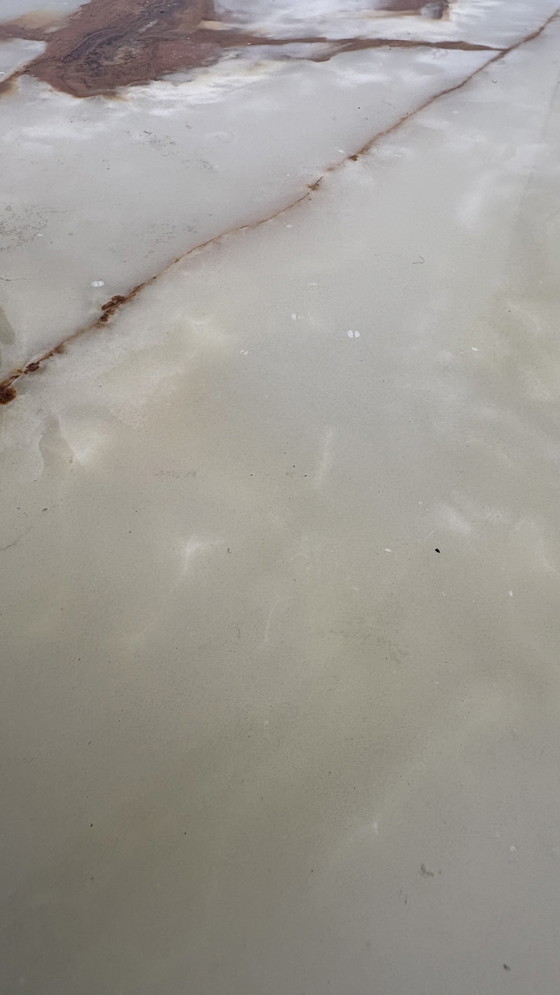 Image 1 of Tavolino da caffè vintage in pietra naturale, ottone e marmo onice