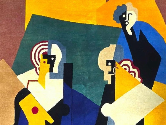 Handgeknoopt wollen tapijt – Albert Gleizes Composition, zijdezachte wol op katoen, 200x275cm (photo 8 of 8)