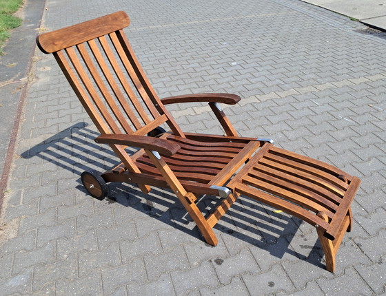 Image 1 of Sedia a sdraio tradizionale Victoria in teak con ruote, pieghevole