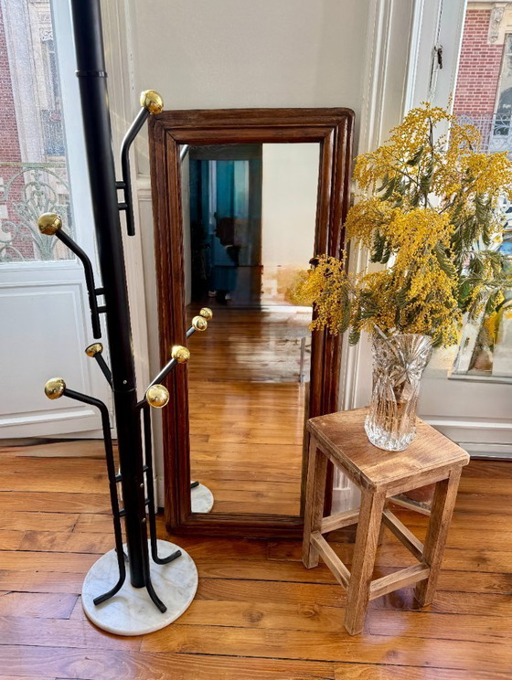 Image 1 of Brutalist stool in raw, aged-effect wood