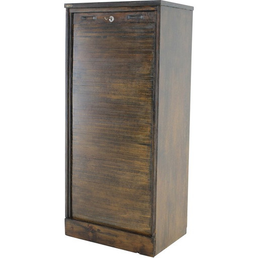 Mueble de tambor vintage de madera de haya, Checoslovaquia, década de 1960