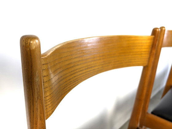 Sedie da pranzo italiane di metà secolo, anni '60, Legno, Pelle, Marrone, Mid Century Modern (foto 7 di 12)